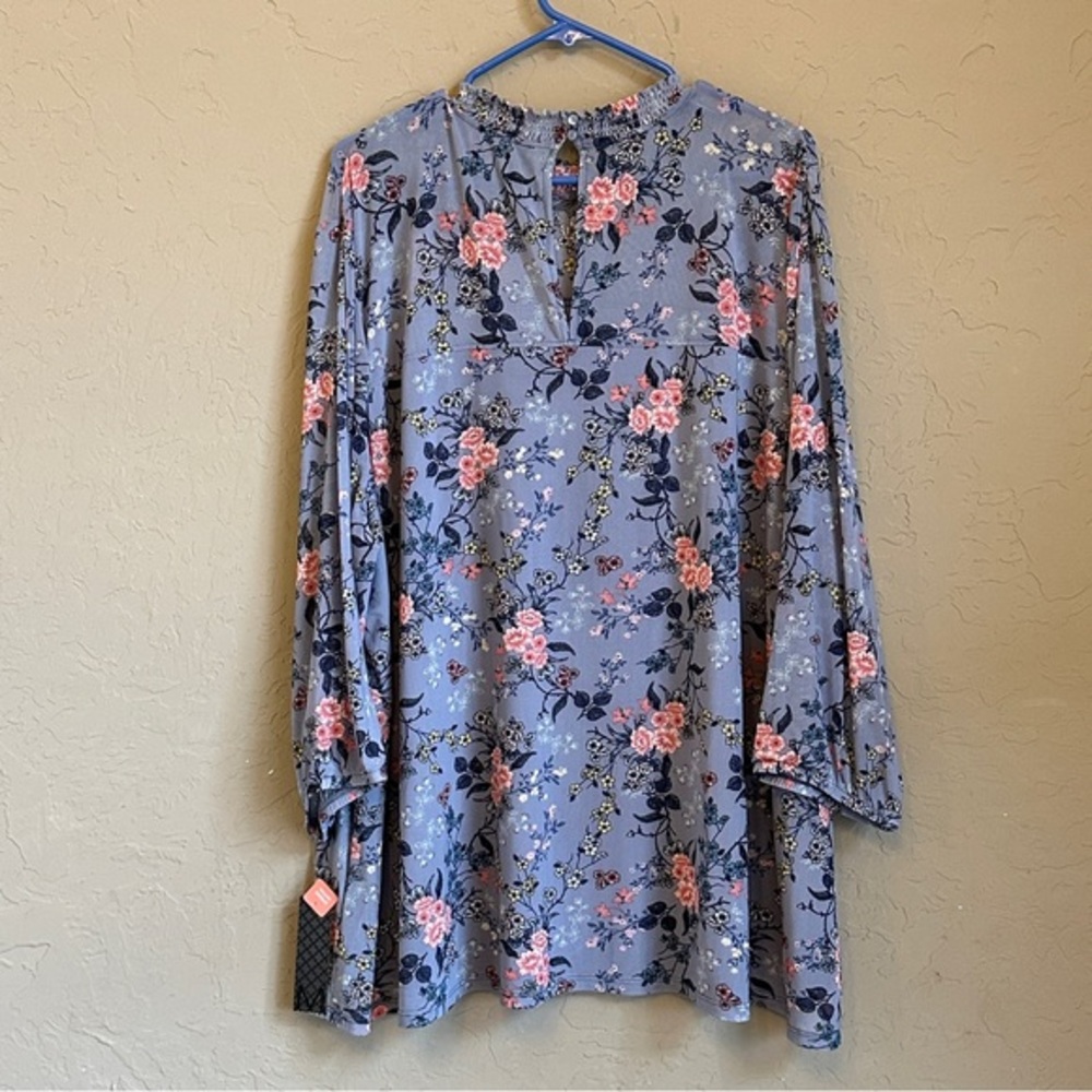 Massini 3X floral long‎ sleeve light weight stretchy blouse new with tags - Picture 5 of 6